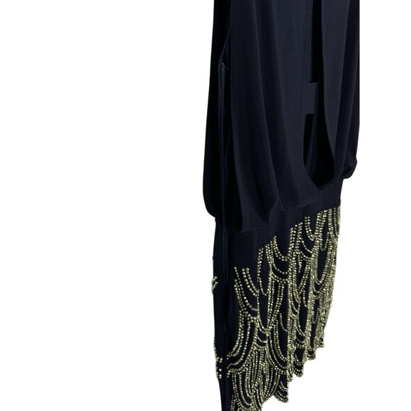 Betsy & Adam Navy Blue Beaded Flapper Dress Cocktail Wedding Guest Size 10 - Picture 7 of 11
